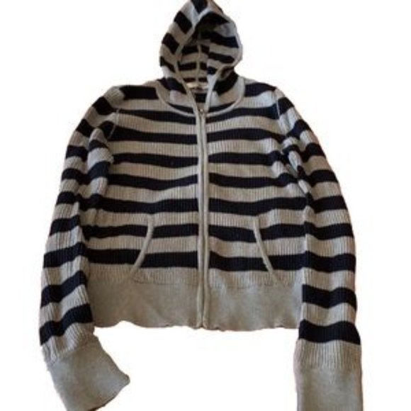 Vince Tops - Vince Waffle Zip Striped Hoodie Sweatshirt NWOT
